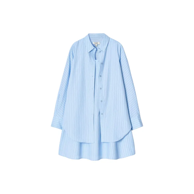 COS Long Sleeved Dress Women's Blue Stripes-1