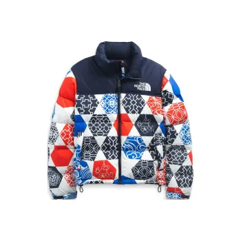 THE NORTH FACE Women's Printed 1996 Retro Nuptse Jacket Blue Ic Geo Print