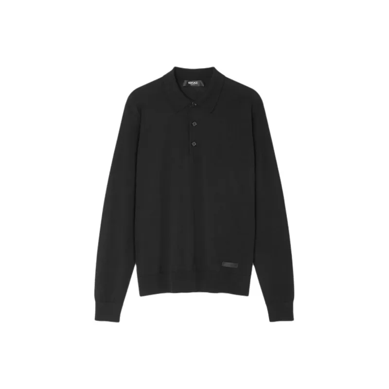 VERSACE Long Sleeved Knitted Polo Shirt-0