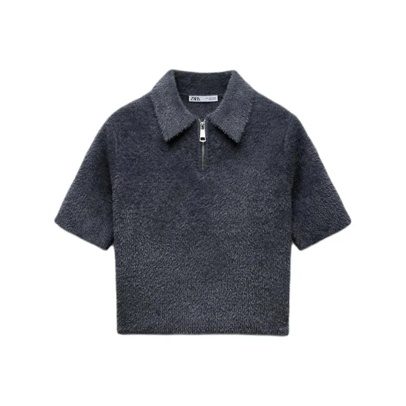 ZARA Polo Shirt Women's Dark Gray-0