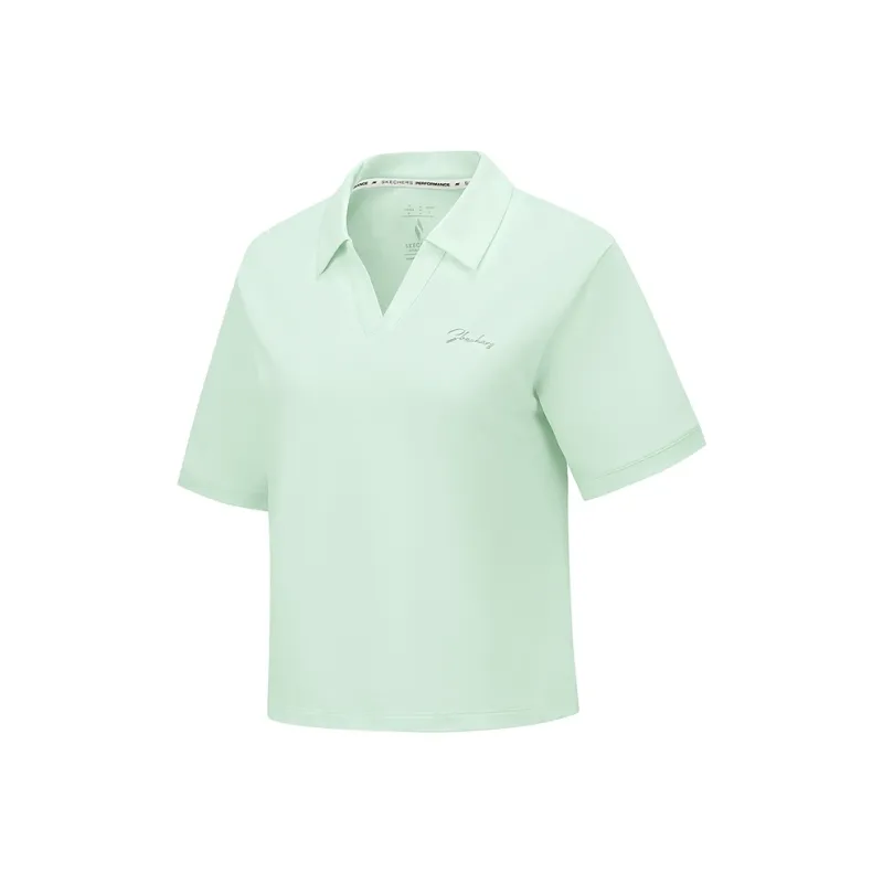 Skechers GODRI SS25 Polo Shirt Women's Light Aqua Green 01XB-0