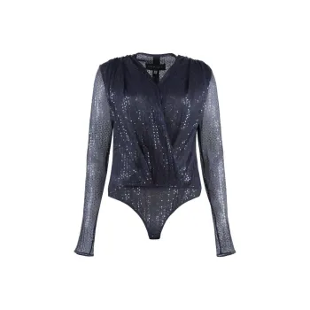 Talbot Runhof Matrix Metallic-threaded Bodysuit