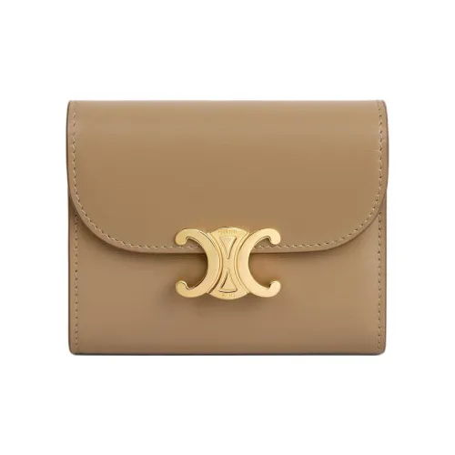 CELINE Triomphe Cow Leather Wallet Women's Smoky Brown