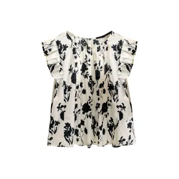 Cypress House Shirt Women's Beige With Black Floral