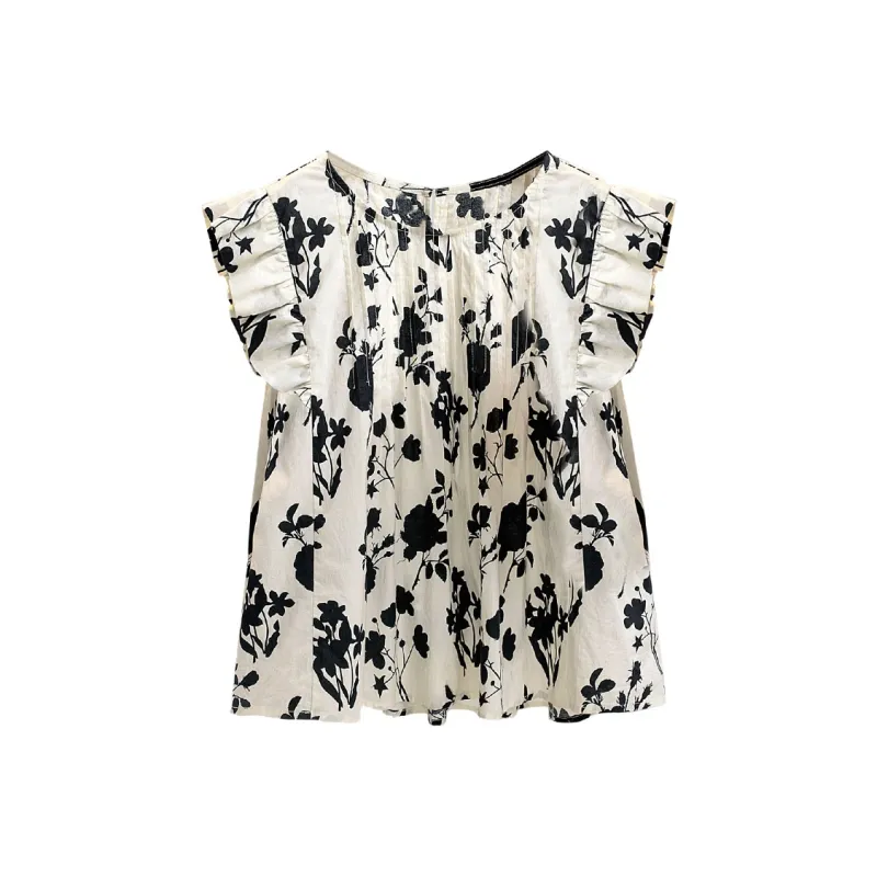 Cypress House Shirt Women's Beige With Black Floral-0