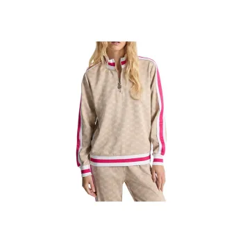 MICHAEL KORS Logo Jacquard Knit Side-Snap Quarter-Zip Sweatshirt