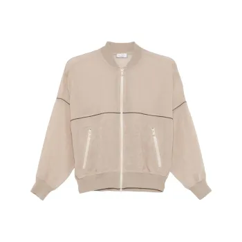 Brunello Cucinelli Shiny Trim Organza Bomber Jacket