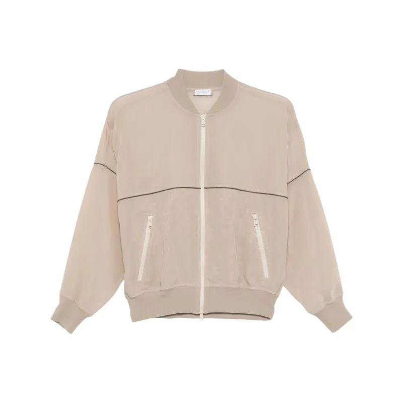 Brunello Cucinelli Shiny Trim Organza Bomber Jacket-0
