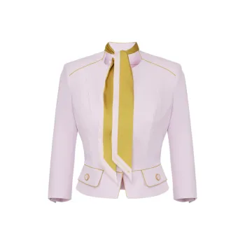 Elisabetta Franchi Two Tone Foulard Scarf Detailed Crêpe Jacket