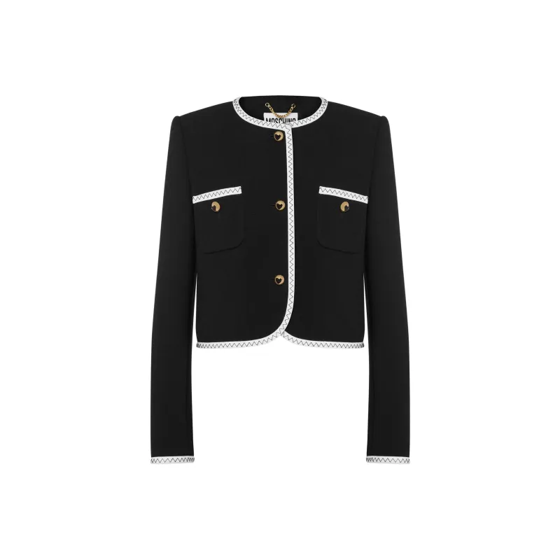 MOSCHINO Collarless Singled Breasted Short Jacket-0