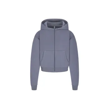 SKIMS FRENCH TERRY CLASSIC ZIP UP HOODIE Sweatshirt Women's STEEL BLUE/Steel Blue