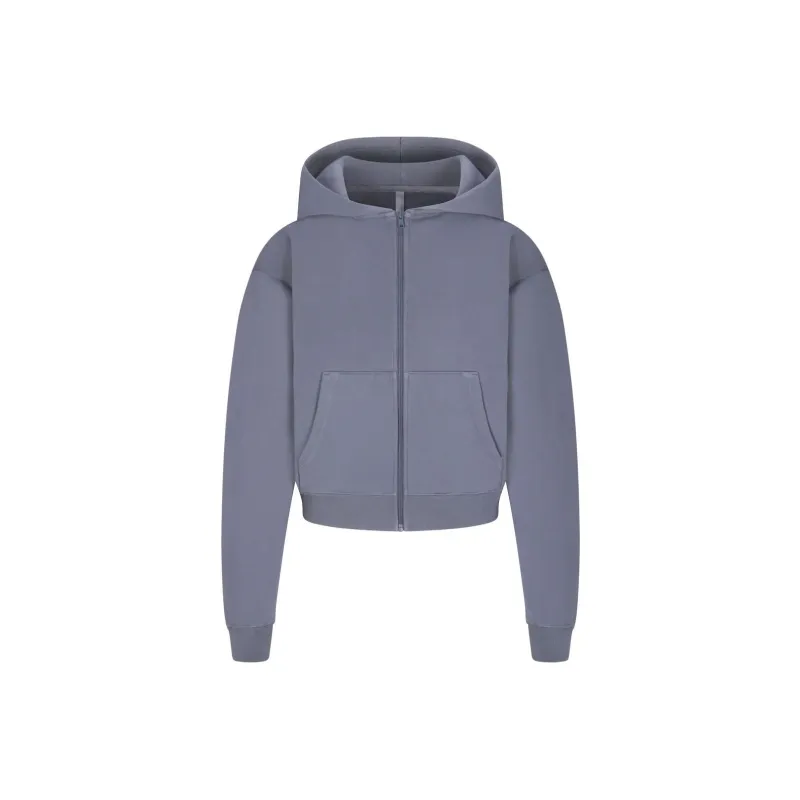 SKIMS FRENCH TERRY CLASSIC ZIP UP HOODIE Sweatshirt Women's STEEL BLUE/Steel Blue-0
