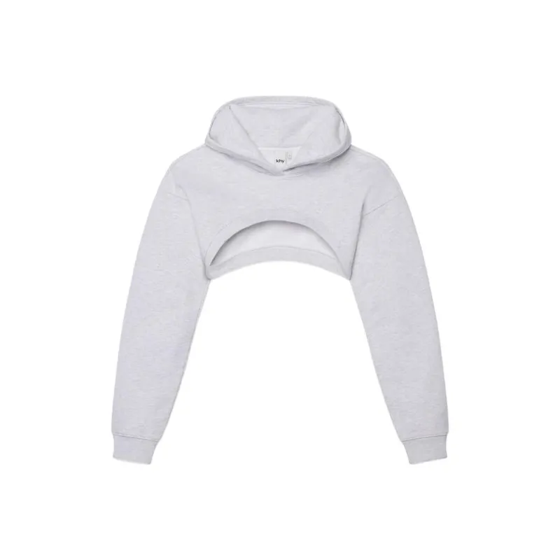 Khy FW23 DROP 003 Collection Fleece Super Cropped Hoodie Sweatshirt Women's Gray-0