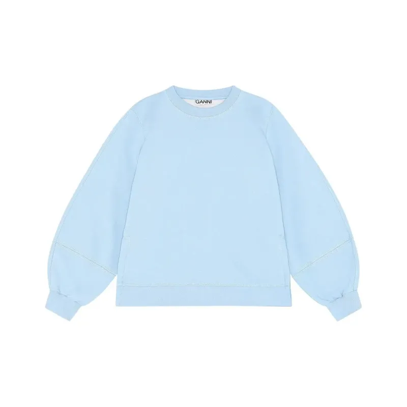 GANNI Puff Sleeve Sweatshirt 'Heather'-0