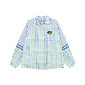 B.Duck Shirt Women's Blue White Plaid