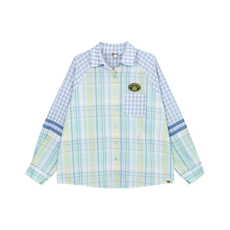 B.Duck Shirt Women's Blue White Plaid-0