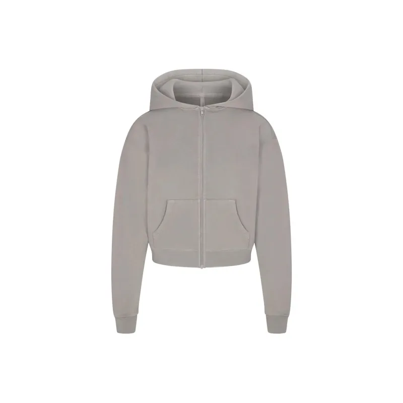SKIMS FRENCH TERRY CLASSIC ZIP UP HOODIE Sweatshirt Women's SMOKE/Smoke Gray-0