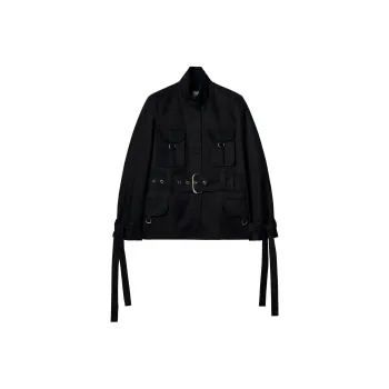 OFF WHITE Funnel Neck Belted Waist Jacket