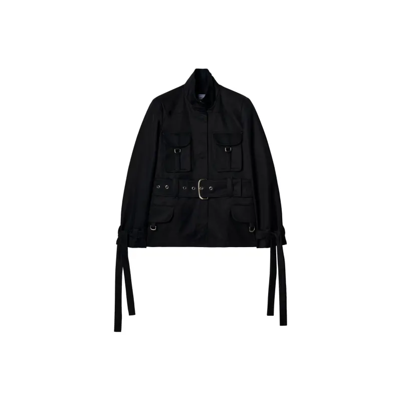 OFF WHITE Funnel Neck Belted Waist Jacket-0