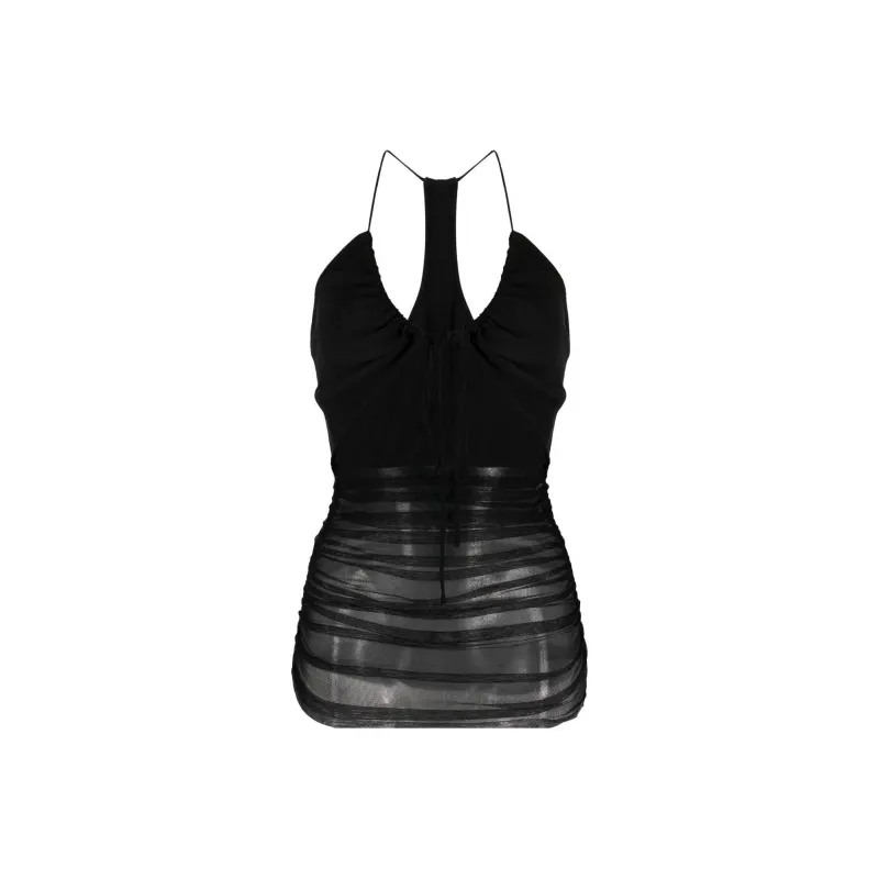 Christopher Esber Veiled Semi-sheer Asymmetric Draped Top-0
