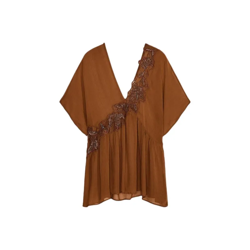 ZARA ZW Series Shirt Women's Dark Orange-0