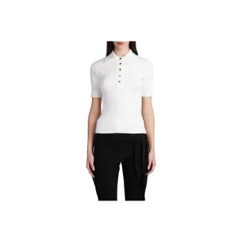 COURREGES Short Sleeved Ribbed Polo Shirt