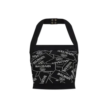 BALMAIN Logo Detailed Cropped Top