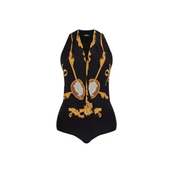 VERSACE Barocco Printed V Neck Bodysuit