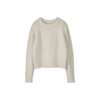 Fstudio Fall And Winter Korean Style 100% Sheep Wool Fashion Crew Neck Knitwear Women's White