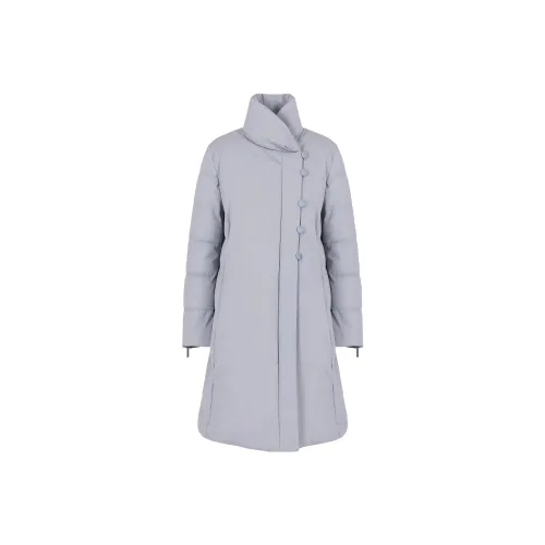 EMPORIO ARMANI FW23 Down Jacket Stretch Nylon Side Button Jackets & Coats Women's Gray