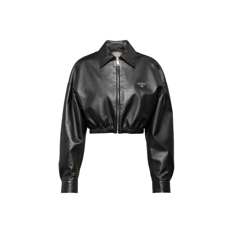 PRADA Cropped Leather Jacket-0