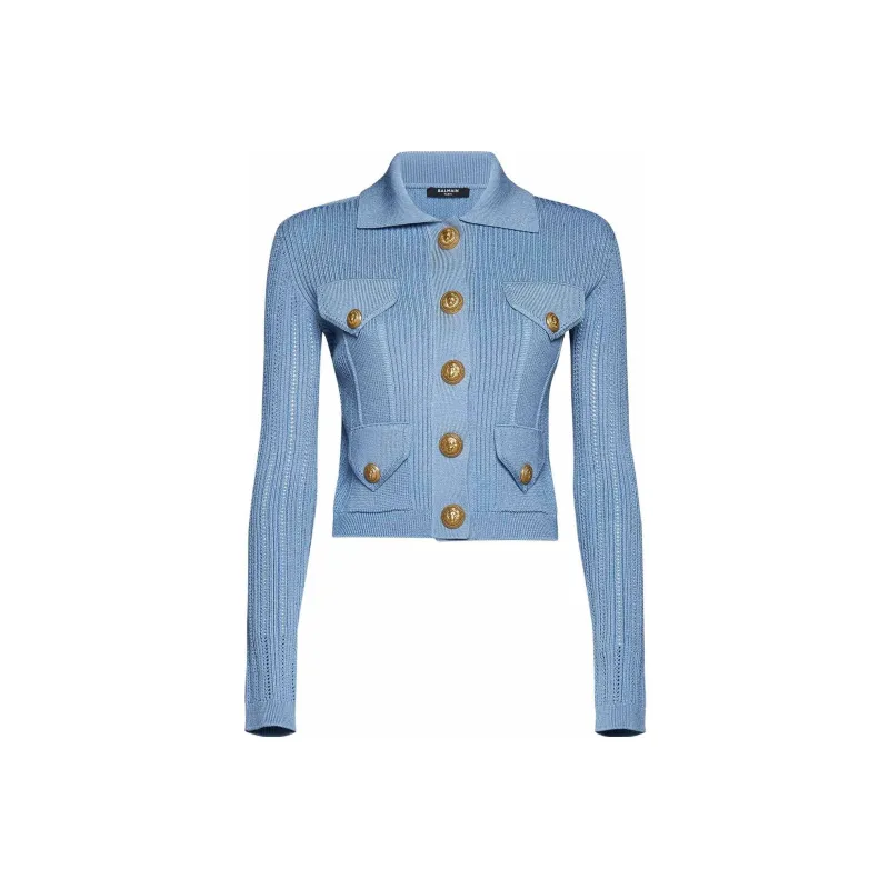 BALMAIN Buttoned Ribbed Cardigan-0