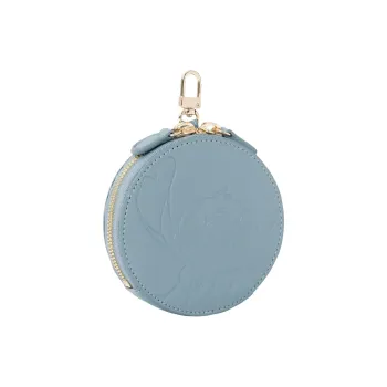 Disney Cow Leather Coin Purse Regular Women's Blue