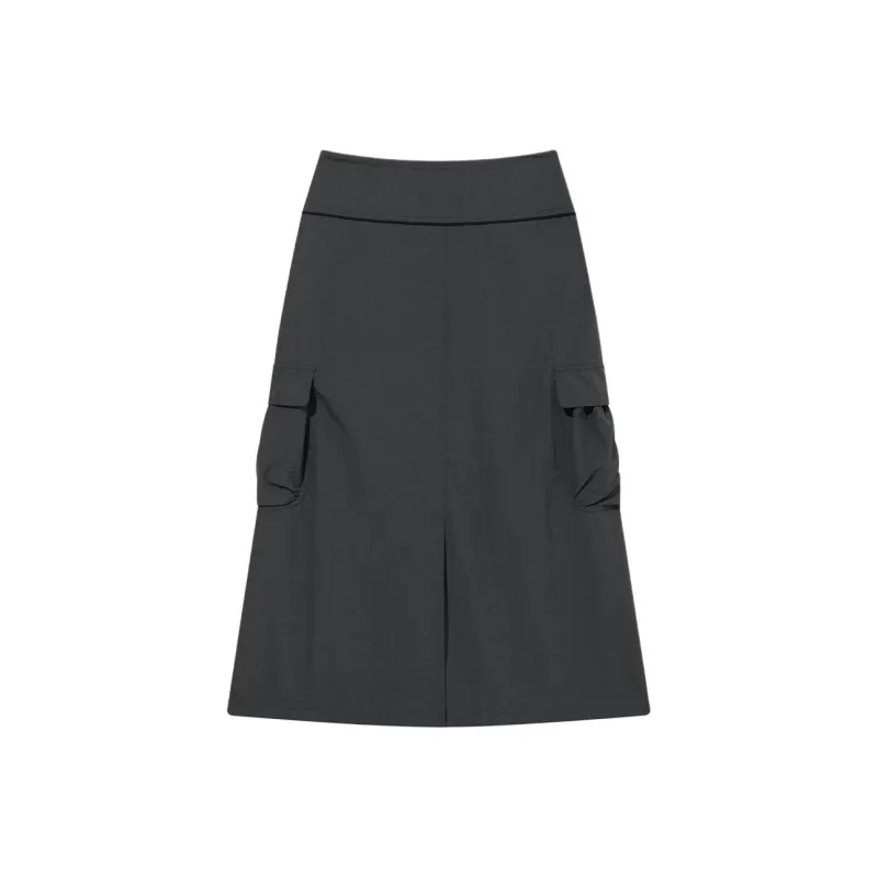 COVERNAT SS25 Casual Long Skirt Women's Charcoal Gray-1