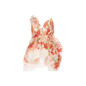 Zimmermann Tranquillity Printed Draped Asymmetric Top
