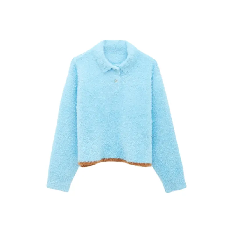 Jacquemus Le Polo Neve Fluffy Longsleeve Polo Light Blue-0