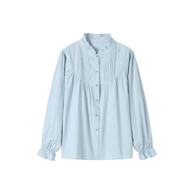 Korean Style Shirt Women's Lake Blue-0