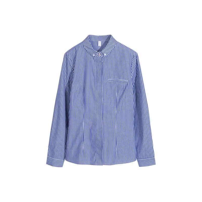 Lucybaily Shirt Women's Blue White Stripes-0