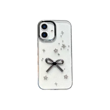 Koman TPU Material Glue Drip 3D Effect Stars Bowknot Phone Cases Compatible With Apple IPhone 12/13/14/15/16/Pro/Mac