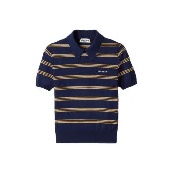MIU MIU Striped Knitted Polo Shirt