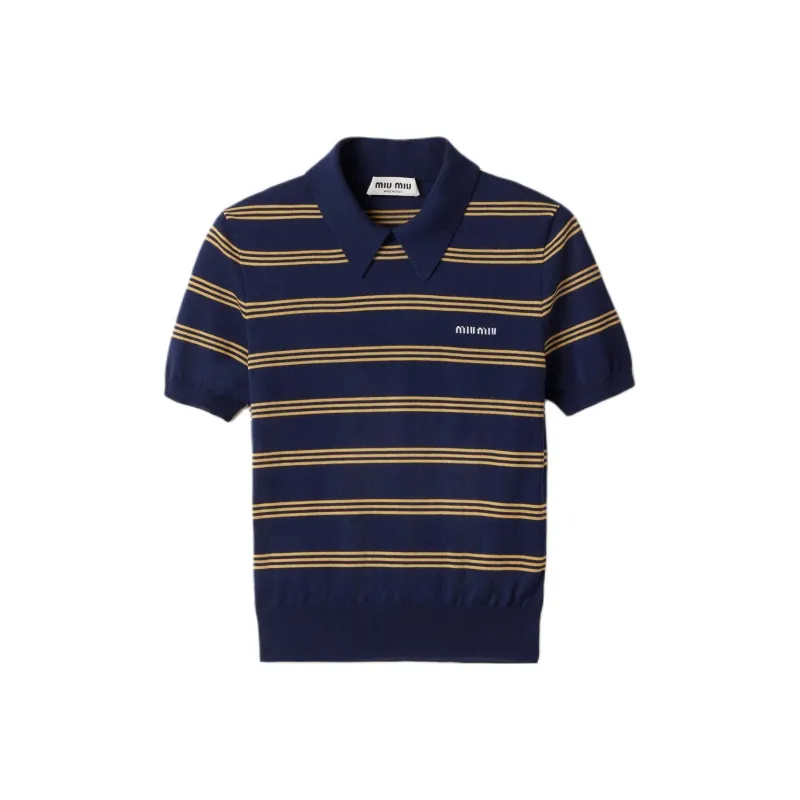 MIU MIU Striped Polo Top-0