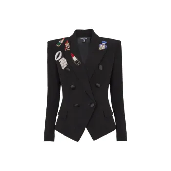 BALMAIN Embroidered Patches Fitted Jacket