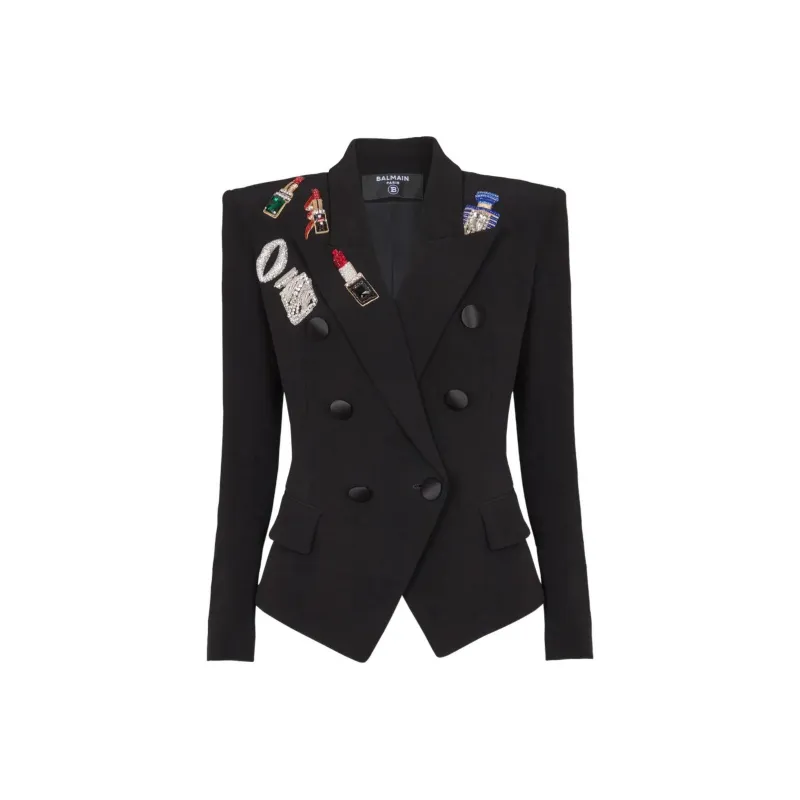 BALMAIN Embroidered Patches Fitted Jacket-0