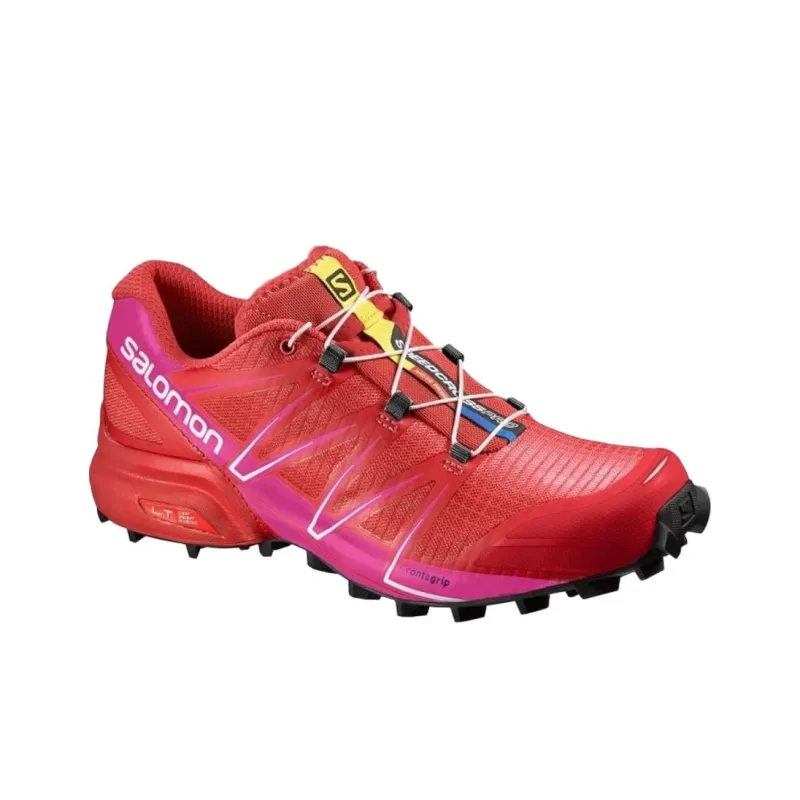 SALOMON SPEEDCROSS PRO Anti Slip Wear Resistant Low Top Casual Trail Running Shoes Women's Red-1