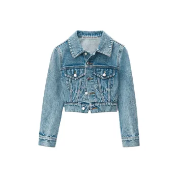 Alexander Wang Button Up Cropped Denim Jacket