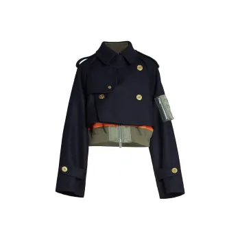 Sacai Wool Melton Mix Jacket 'Navy'