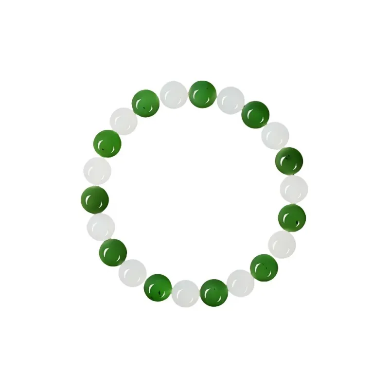 MUSHIFEN Hetian Jade Bracelets Pale Greenish White Jade Unisex-0