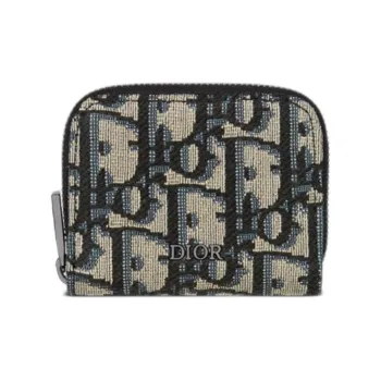 DIOR Cotton Coin Purse Small Size Unisex Beige & Black