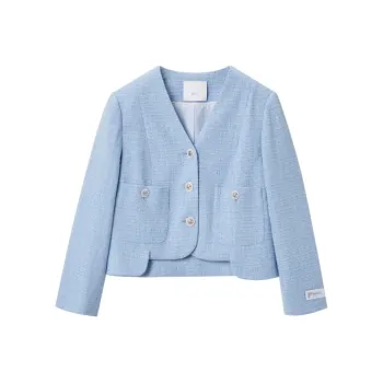 OVV Jackets Women's Aqua Blue Solid Color 03
