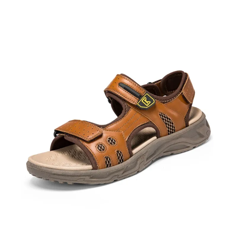 CKVUSAMG Beach Sandals Men Light Brown/Dark Brown-1
